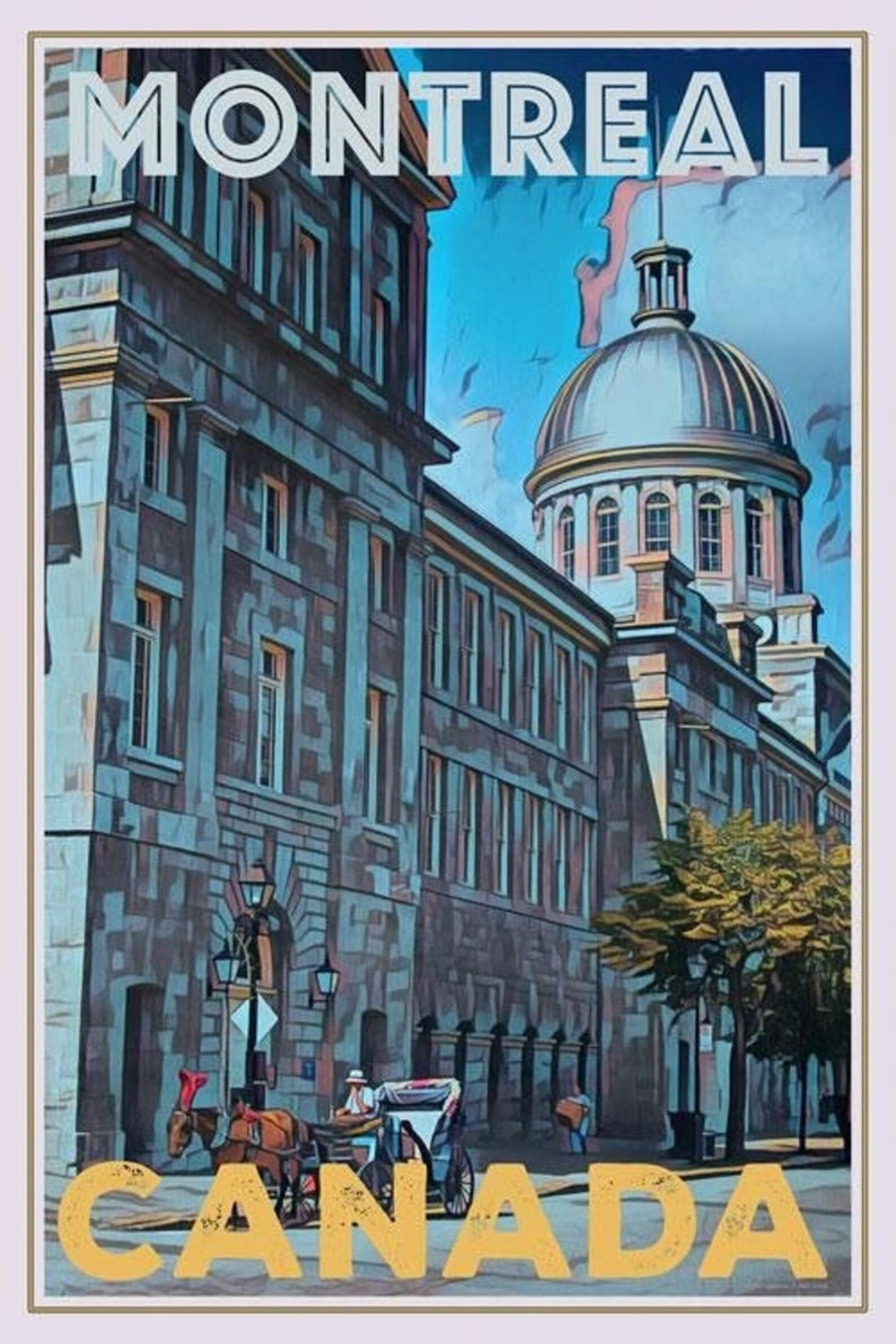 Old Montreal Vimtage Travel Poster Etsy