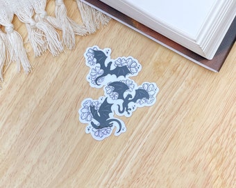 Floral Dragons Bookish Stickers | Fantasy Romance Book Merch |  Romantasy Kindle Stickers