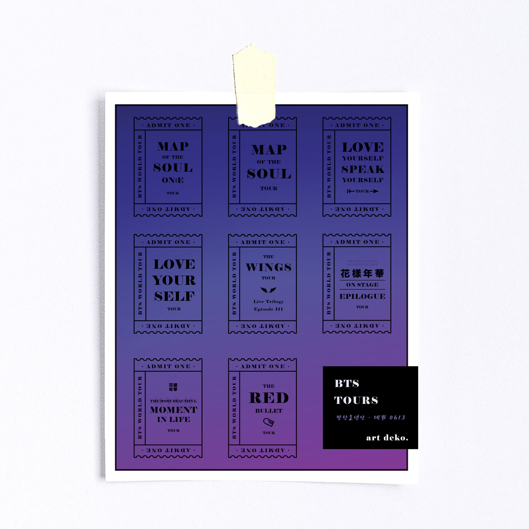bts art tour concert tickets digital poster purple etsy