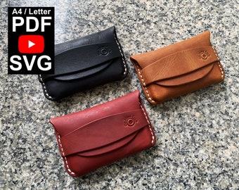 Leather Card Wallet card holder PDF Pattern Template SVG file