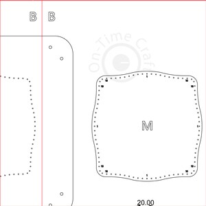 May include: A white, vector-style design with the text "On-Time Craft" and the letter "M". The design includes dotted lines and the numbers "1" and "10". The measurement "20.00" is also visible.