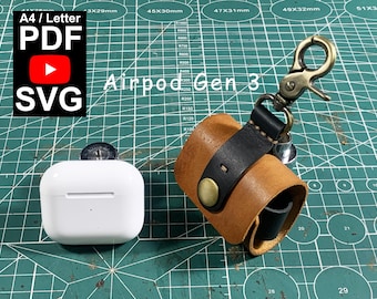Leather Airpods case Gen3 PDF Pattern Template SVG file