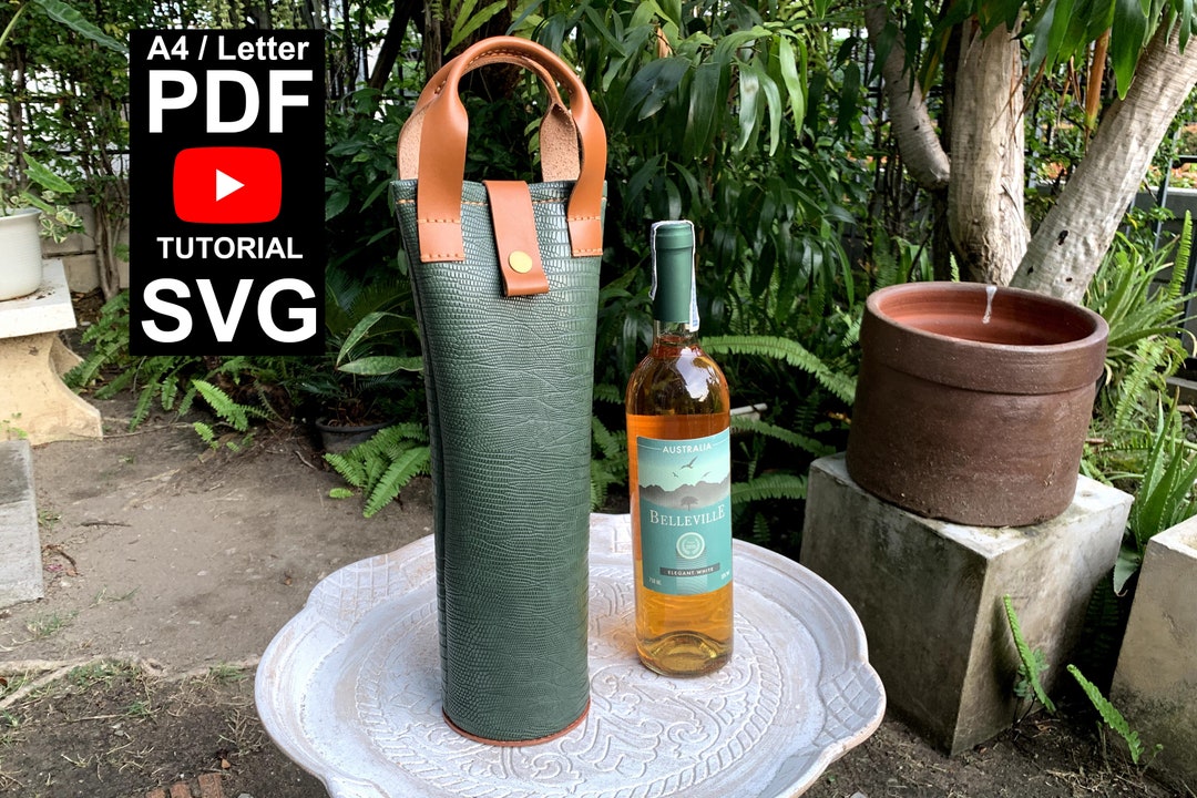 Leather Wine Bag Bottle Cover Carrier Tote Bag PDF Pattern Template - Etsy