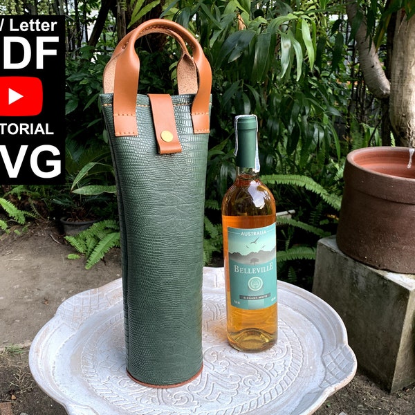 Leather Wine bag bottle cover carrier tote bag PDF Pattern template