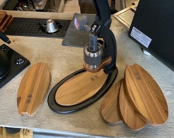 Flair pro 2 pro 3 Teak wood base place scales on, leather cover coffee mechine - Thailand Teak wood