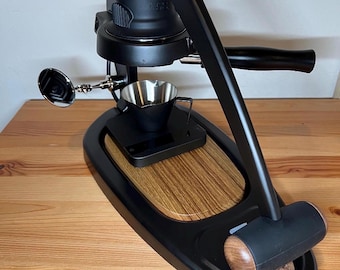 Flair 58 plus 2 Teak wood base place scales on, leather cover coffee mechine - Thailand Teak wood