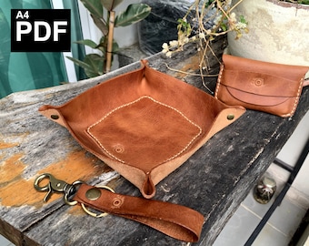 3-in-1 Leather Tray, Card Holder, Keychain Pattern (Digital PDF A4)