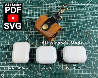 Leather Airpods case All model PDF Pattern Template SVG file