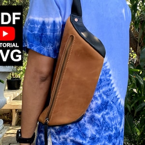 Leather Sling Bag Pattern: Funny Pack, Crossbody Hip Bag (PDF Template)