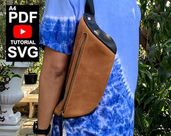 Leather Sling Bag Pattern: Funny Pack, Crossbody Hip Bag (PDF Template)