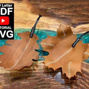 Leather Maple Leaves Tray and Leather Oak leaf tray Template Tutorials Leatherwork DIY PDF Download