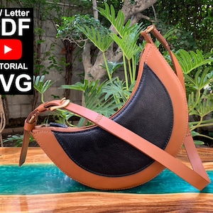 Umhängetasche Crossbody Minimalist halbrund Kunsthandwerk PDF Schnittmuster Vorlage Lederhandwerk