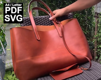 Large Tote bag Leather pattern handbag Ladybag DIY PDF Pattern Template