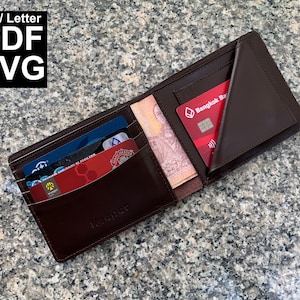 Cartera de piel hombre patrón cartera corta Patrón Bifold PDF Plantilla Carta A4
