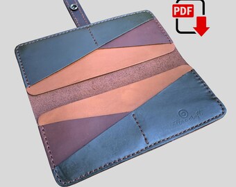 Long wallet X slot design bi-fold wallet PDF pattern wallet template