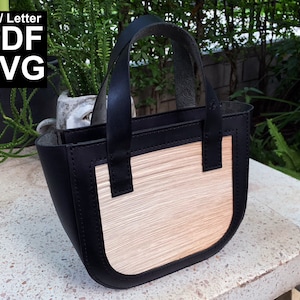 Leder-DIY-Handtasche, Damen-Handtaschenmuster, Damenhandtasche, Reißverschluss-Handtaschenmuster, PDF-Muster, Ledervorlage