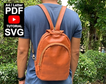 Leather Sling bag, backpack pattern, 2 in 1 PDF pattern, Lady bag template, cross body bag pattern, leather template