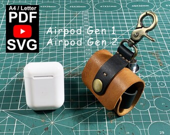Leather Airpods case Gen1 Gen2 PDF Pattern Template SVG file