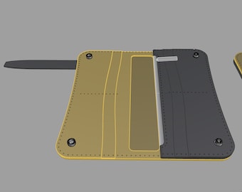 trucker wallet template PDF pattern handstitching biker wallet