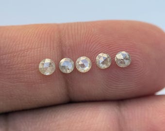 10 Diamants Roses Naturels Bruts - Taille 1.00 Mm - Cabochons Ronds Polis - Neufs Sans Emballage