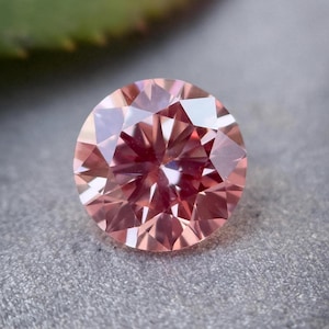 0.57 ct Vivid Pink Round Brilliant Cut Diamond for Engagement Ring , Unique Statement Ring & Proposal Ring, Ethically Sourced Diamond
