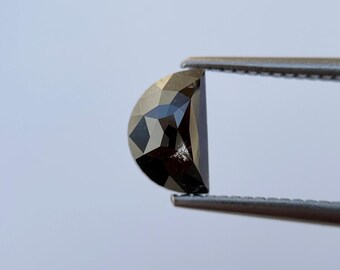 half moon cut diamond, nature inspired rose cut salt and pepper diamond , crescent moon diamond unique diamond for twig promise ring