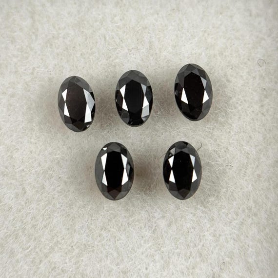 X MM Oval Shape Rose Cut Diamond, AAA Quality Jet Black Oval