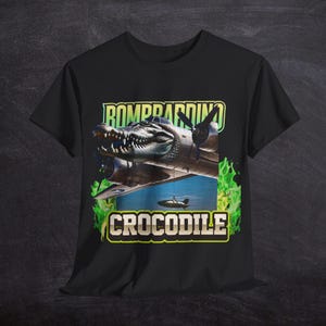 Bombardino Crocodilo Funny Brain Rot T-shirt, Bootleg Rap Tee, Meme Shirt, Weird Clothes, Italian Brainrot Meme, Crocodile Tee, Trending Tee