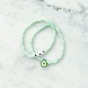 Beaded Avocado Bracelet Set | Avocado Jewelry | Avocado Gift | Avocado Charm | Bracelet Femme | Bridesmaid Thank You | Custom Seed Beads