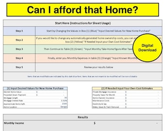 Home Buying Budget Template How Much House Can I Afford A