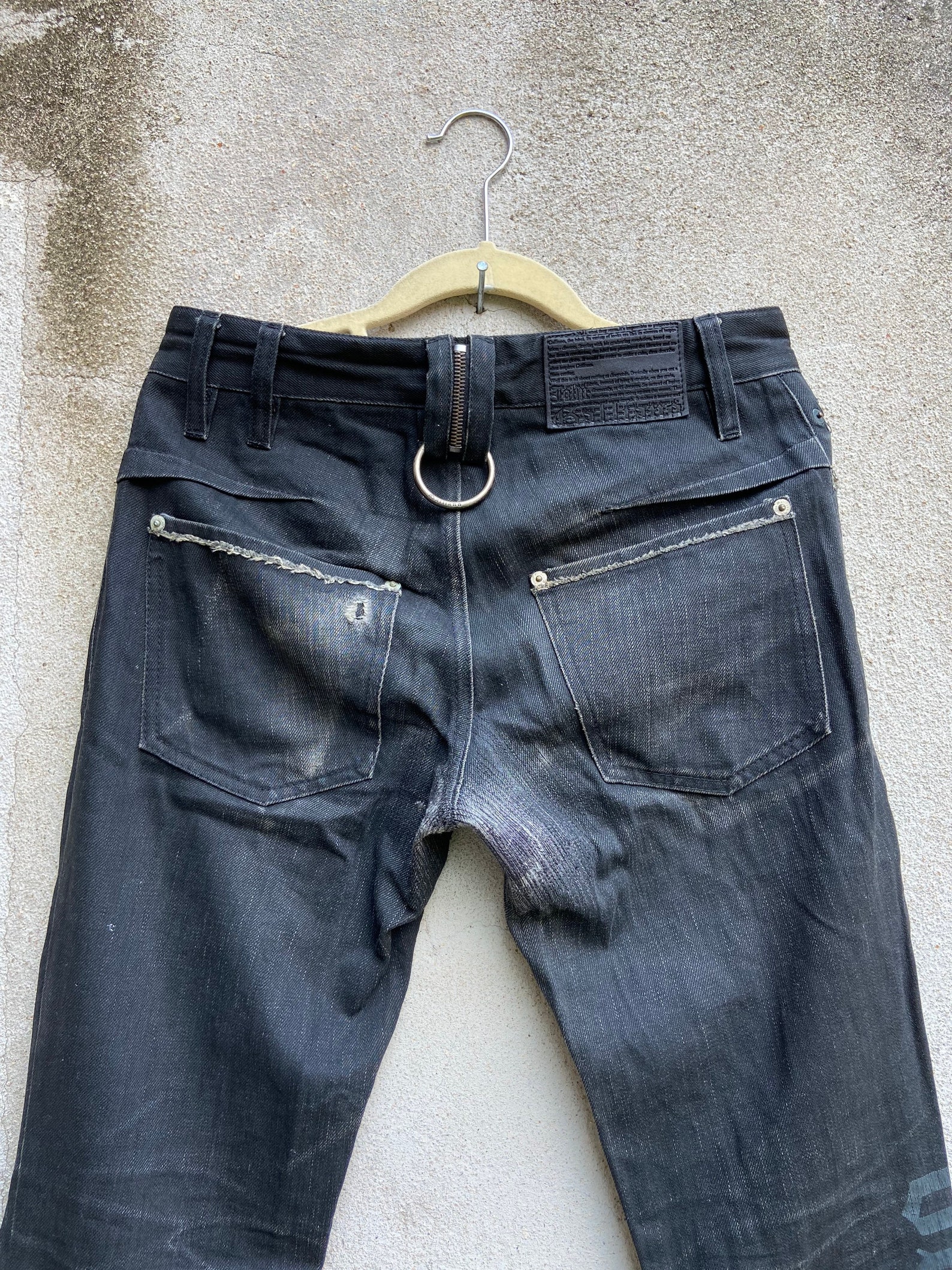 John Galliano Jeans Dior Black denim distressed Pants Made in | Etsy
