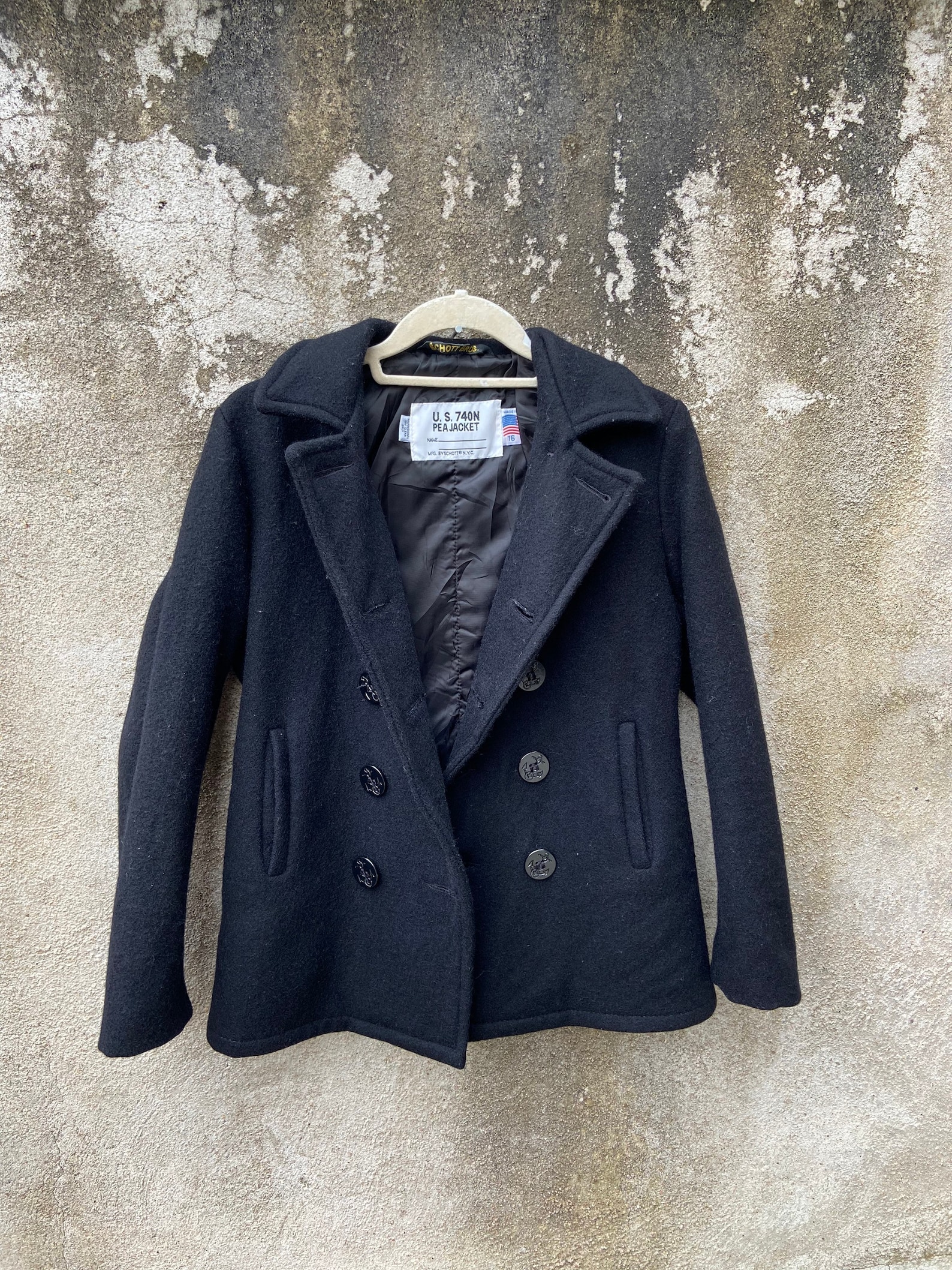 Vintage Schott Pea Jacket Navy US 740N Black Wool Pea Coat | Etsy
