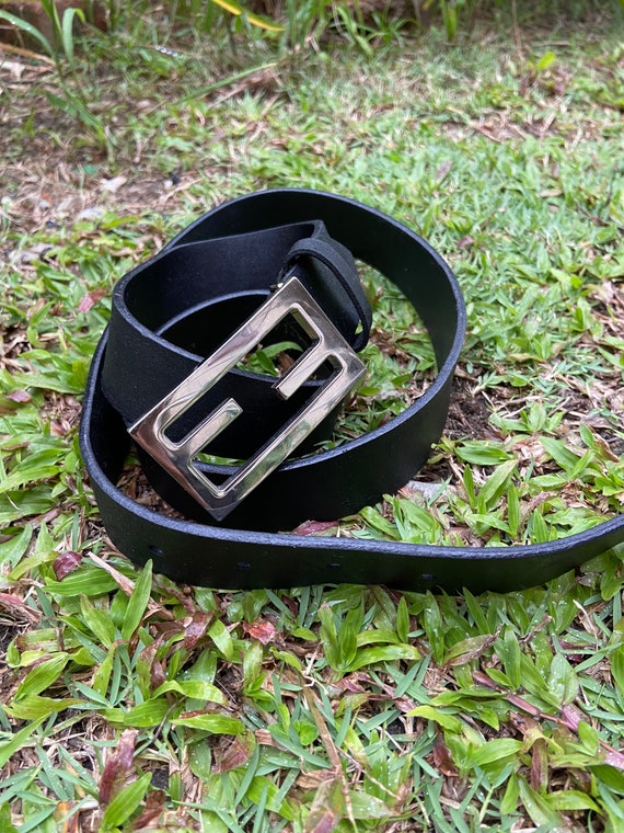 Leather Belt Logo Silver Buckle - Etsy