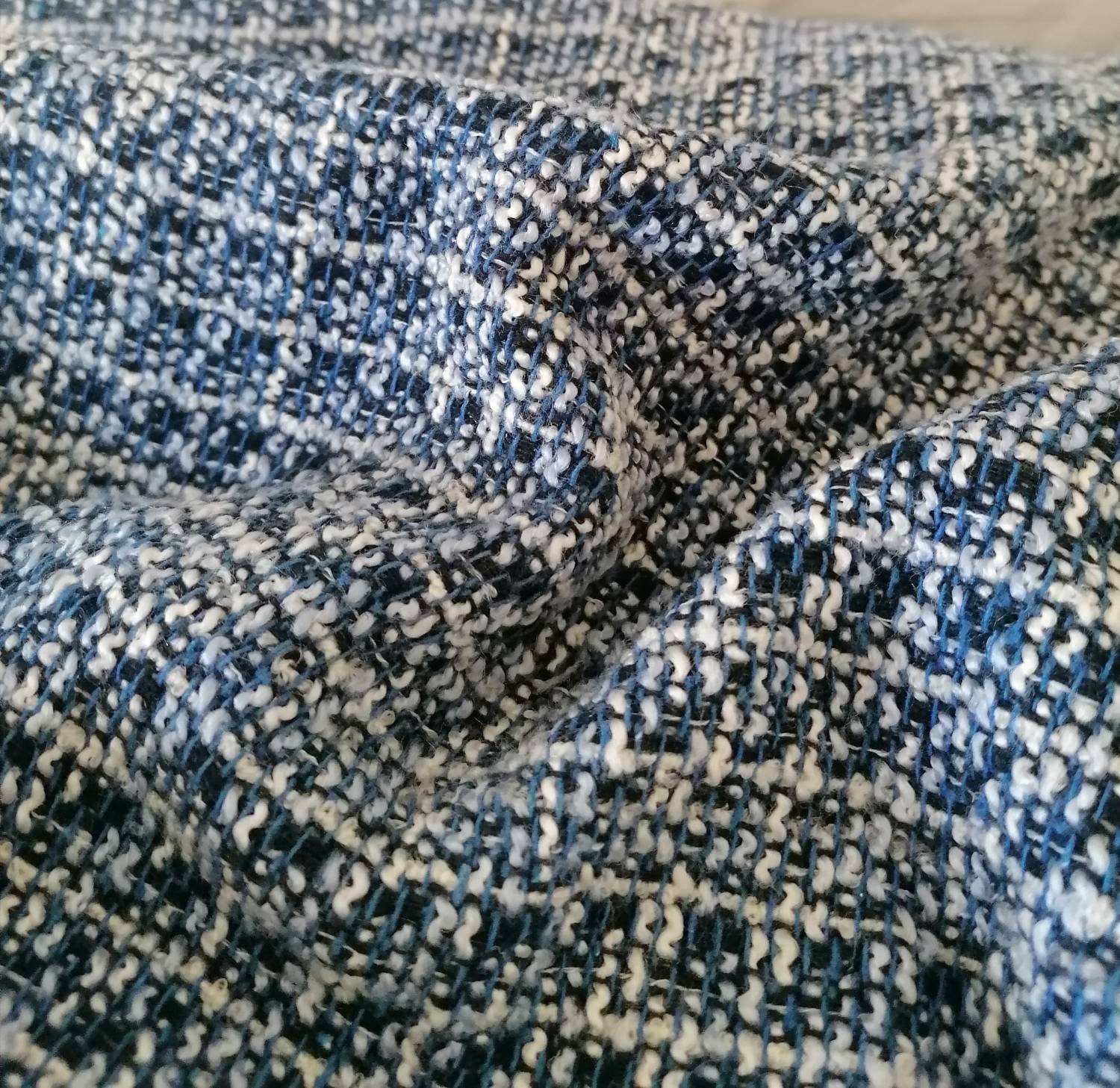 LAST 1.5m Blue and White Bouclé Fabric Tweed Fabric Fabric - Etsy Sweden