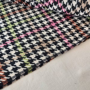 Classic colorful houndstooth tweed fabric for jackets, skirts and light coats, pied de poule pattern fabric, fabric by the yard