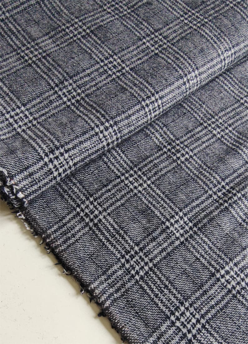 Tela de tweed a cuadros grises para trajes: material clásico de costura para prendas imagen 1