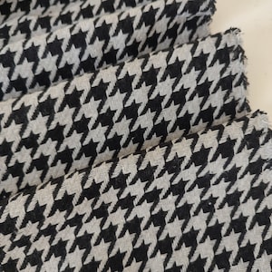 Gray and black classic houndstooth tweed fabric for coats and jackets, pied de poule pattern fabric, fabric by the yard