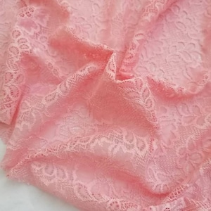 LAST PIECE 1.4x2.65m! Elastic pink lace, stretch lace for lingerie