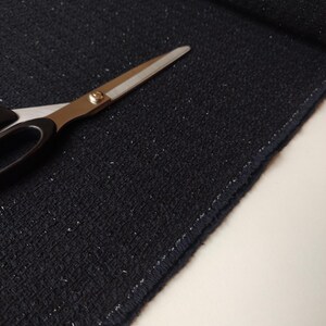 Navy Tweed Fabric with Lurex Thread, Luxury Fashion Apparel Fabric, Made in Europe