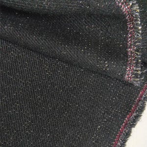 Elegant black wool blend tweed fabric with golden lurex thread classic suiting fabric by the yard