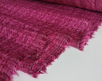 Pink Tweed Boucle Fabric: Classic Jacket Material By The Yard. Textured Suiting textile, sewing