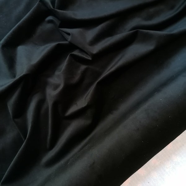 Black velvet fabric with elastane for dresses and jackets, fabric by the yard