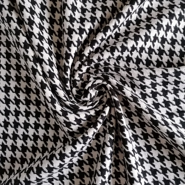 Last piece - 1m! Wool and cotton blend houndstooth fabric for coats and jackets, pied de poule pattern fabric, fabric by the yard