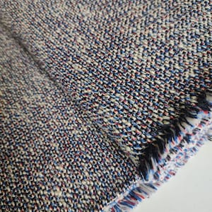 Blue and off-white boucle fabric, tweed fabric