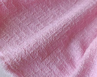 Blush Pink Tweed Boucle Fabric: Classic Jacket Material
