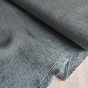 Linen, Natural Linen by the yard, meter, Soft Washed flax Fabric, 150 cm / 59” Wide, misty blue
