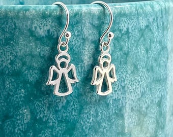 Sterling Silver Guardian Angel Earrings, Choice of Earring Style