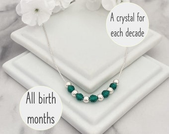 30th 40th 50th 60th 70th 80th 90th 100th Birthday Gift for Women, Sterling Silver Birthstone Necklace, Birthday Necklace, Gift for Her