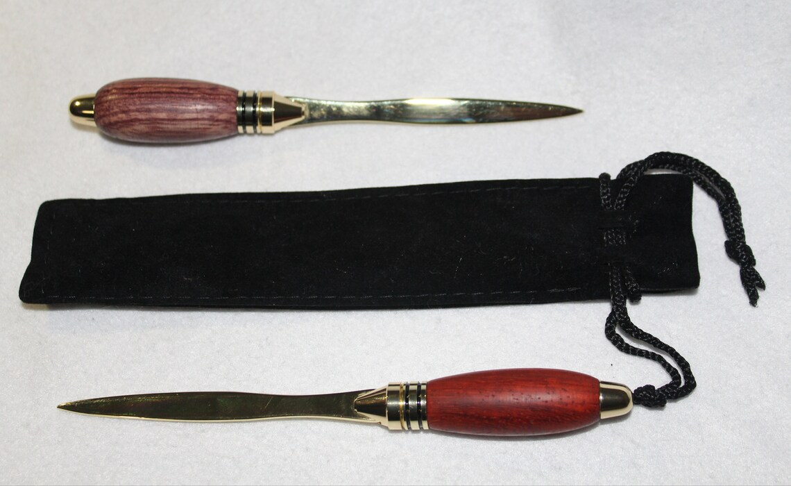 Handmade Wooden Letter Opener Handturned Gold Plated Etsy