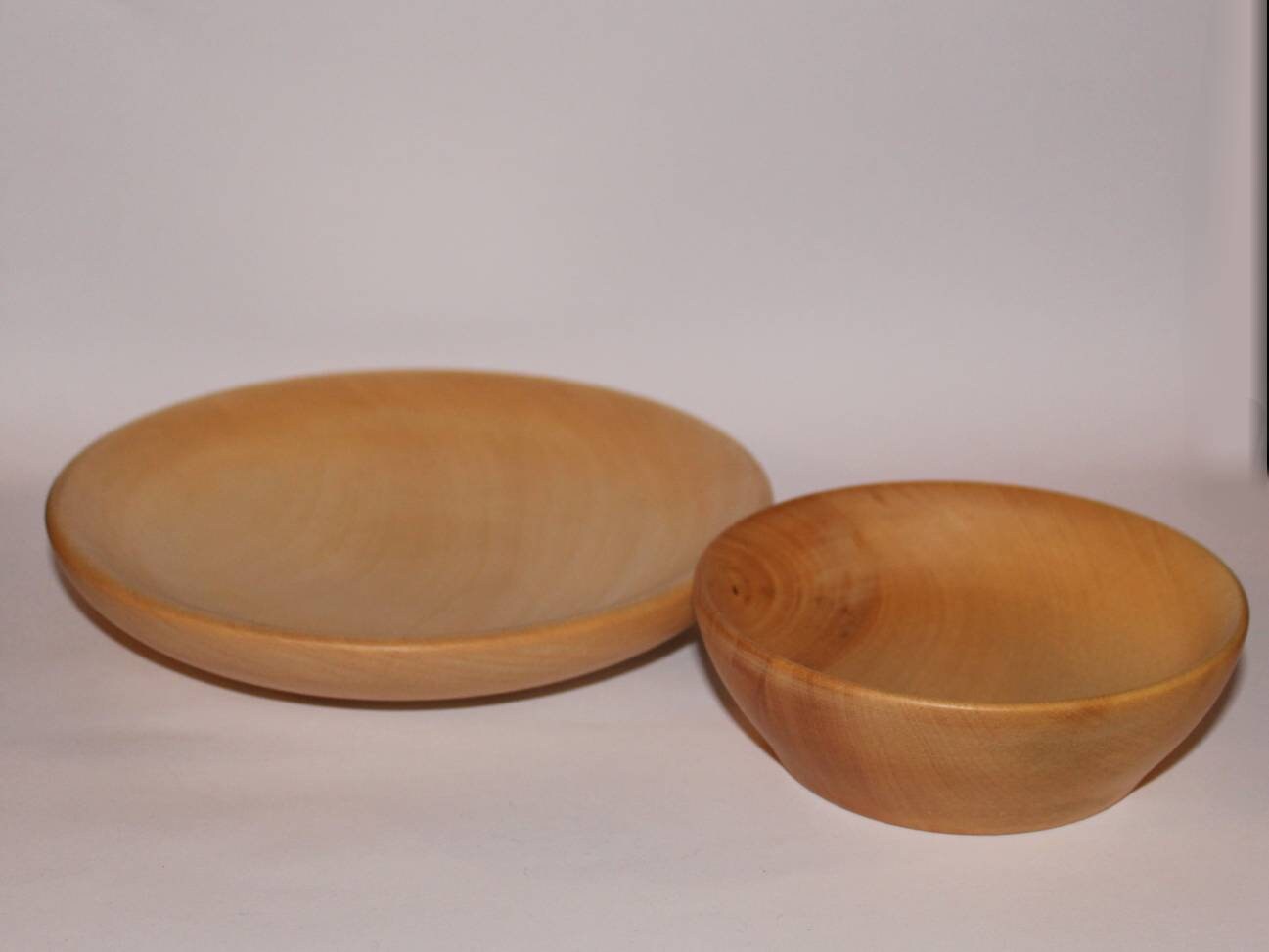 Handmade wooden contemporary bowl and plate set 2pcs lime Etsy
